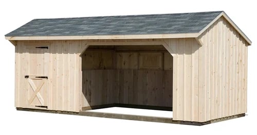 horse run in shed with tack room